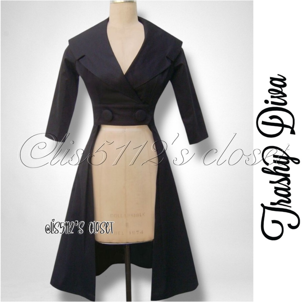 Trashy Diva Cutaway Courtney Coat Dress in Matte Black Size 2